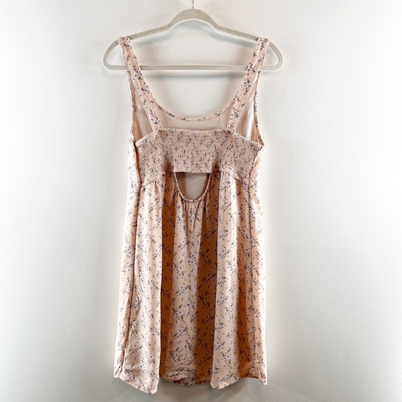 American Eagle Squareneck Floral Slip Mini Dress Smoked Back Pink Medium - Picture 12 of 15
